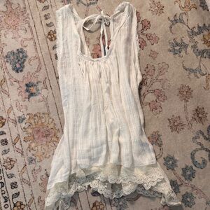 Ooberswank White Lace-Trim Tunic Top - Ivory